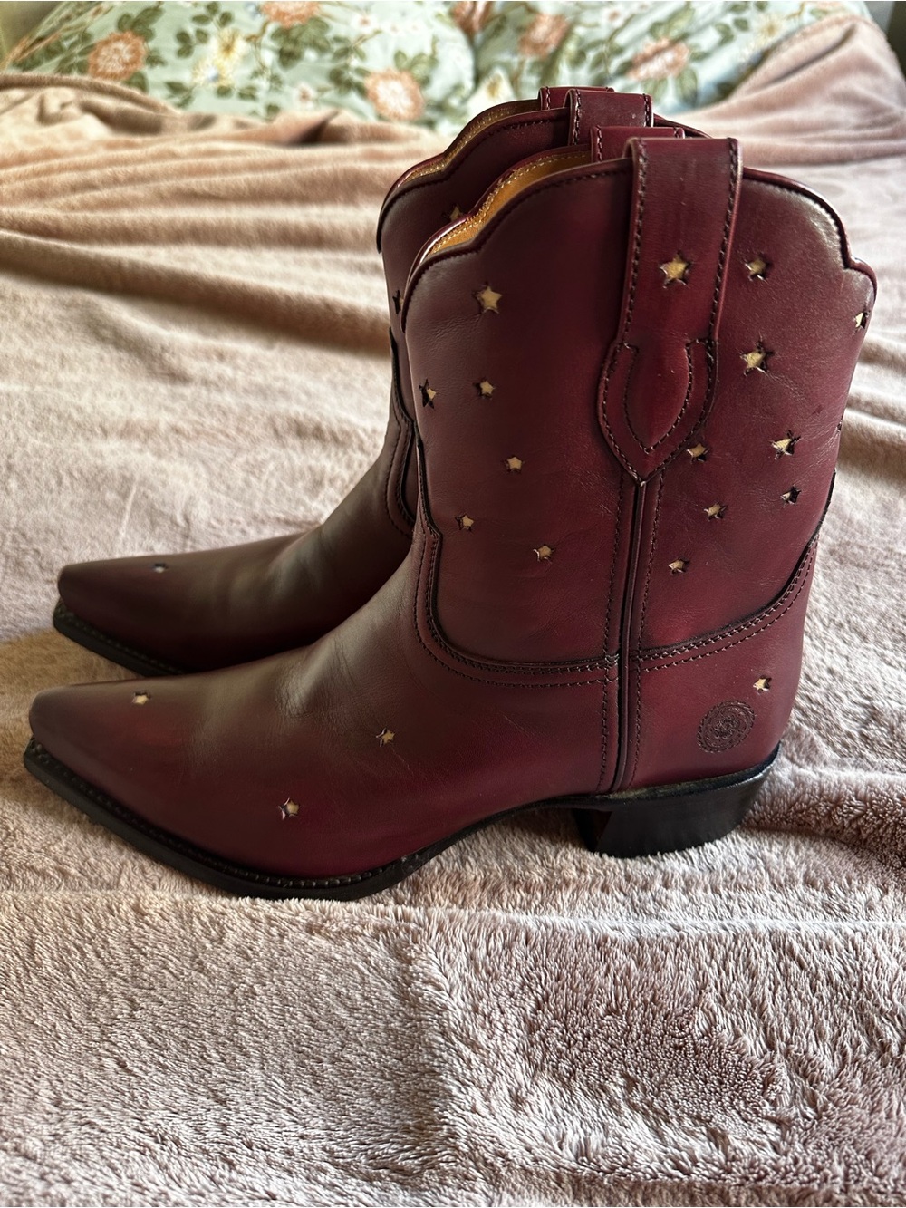 Presidio Short Ranch Road star women's cowboy boots size 9.5 burgundy wine color - Picture 6 of 14